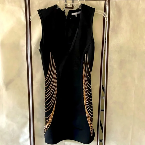 black gold bandage dress Sequin Black And Gold Bandage Dress NWT Bebe Dress Black Gold Bandage Bodycon Top Cutout Back